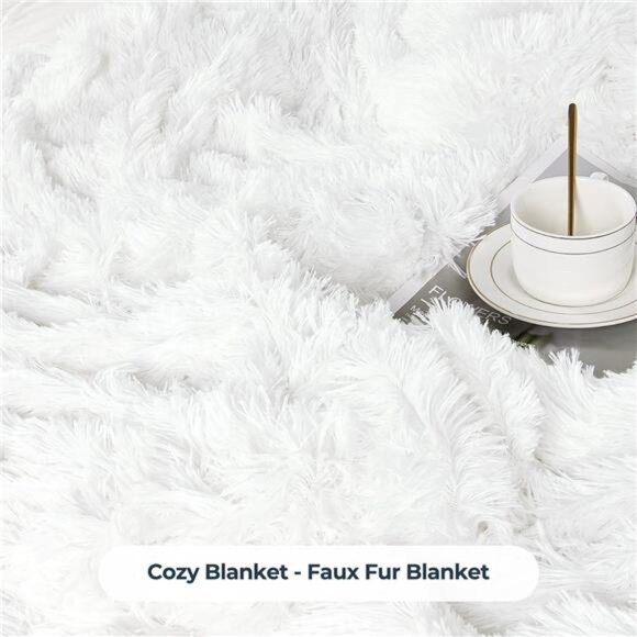 Fluffy Throw Blanket, Faux Fur Fuzzy Blanket for Couch Sofa Bed, 50x60 Inches - Picture 4 of 7